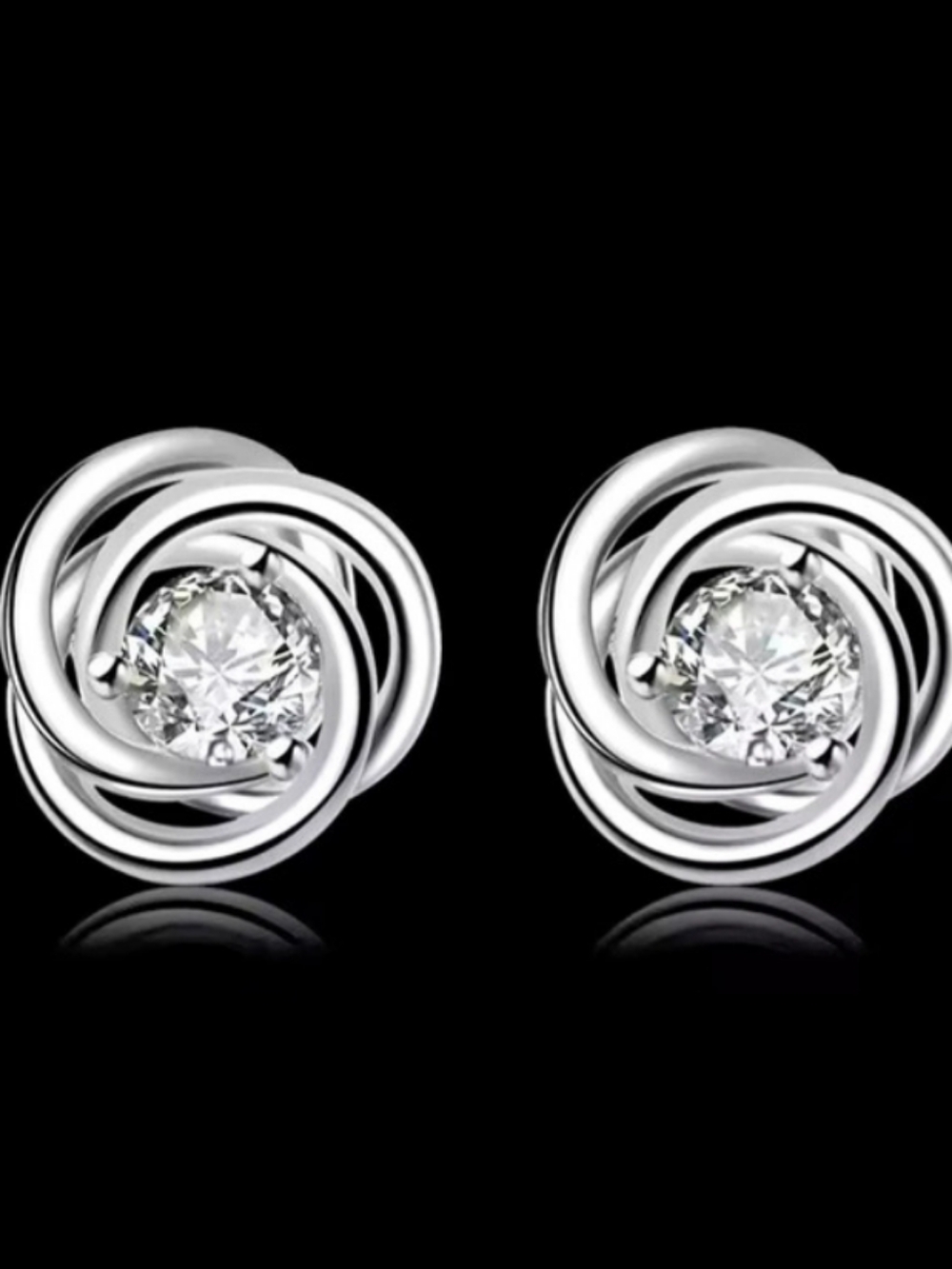 Crystal Knot Earrings in Sterling Silver 925 NWT